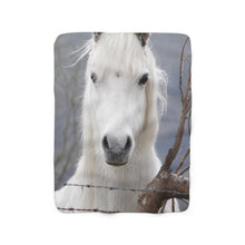 Load image into Gallery viewer, Luxurious White Horse Sherpa Fleece Blanket