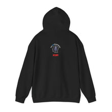 Load image into Gallery viewer, Statement Hoodie with Grim Reaper Promising to Punish the Guilty - Perfect For Patriots who demand justice.