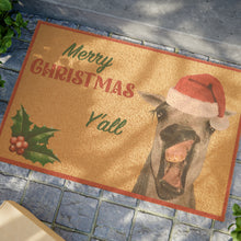 Load image into Gallery viewer, Merry Christmas Y'all Horse Doormat in coconut fiber