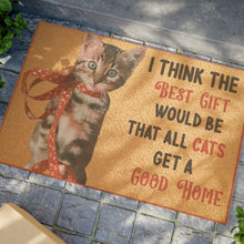 Load image into Gallery viewer, Coir Christmas Doormat with Kitten Christmas Wish