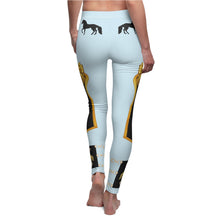 Load image into Gallery viewer, Paso Fino Horse Leggings - Baby Blue Gold Bow Design