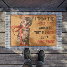 Load image into Gallery viewer, Coir Christmas Doormat with Kitten Christmas Wish