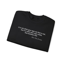 Load image into Gallery viewer, Inspirational Thor Han Eredyon Quote Crewneck Sweatshirt –  'It is not what your eyes see...' Design

