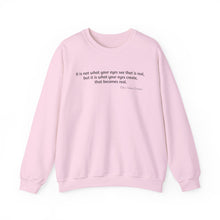 Load image into Gallery viewer, Inspirational Thor Han Eredyon Quote Crewneck Sweatshirt –  'It is not what your eyes see...' Design
