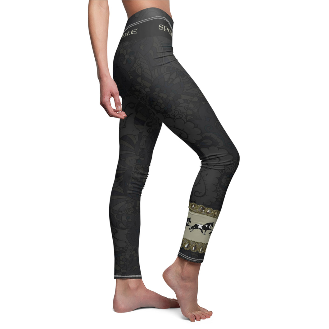 Spotted Saddle Horse Leggings - Black Lace Design