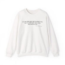 Load image into Gallery viewer, Inspirational Thor Han Eredyon Quote Crewneck Sweatshirt –  'It is not what your eyes see...' Design
